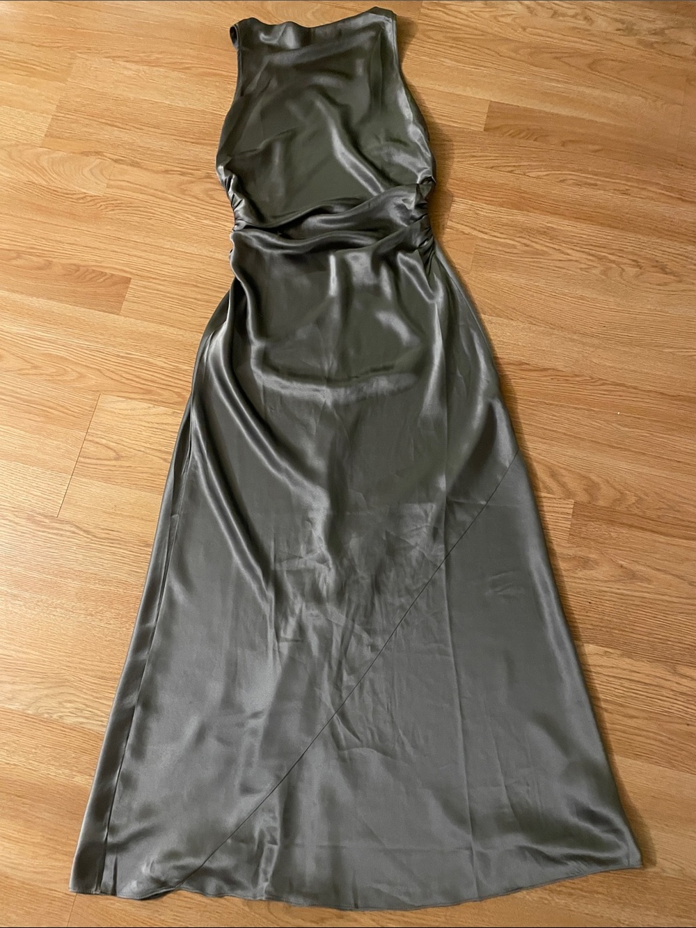 Reformation Gray Silk Open Back Maxi Dress Size 8 Wedding Guest Formal Evening - Picture 2 of 9